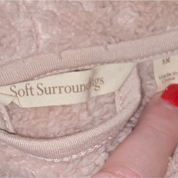 Soft Surrounding Mauve Cozy Pink Fleece Cardigan Teddy Jacket Plus Size 1X - Picture 8 of 8